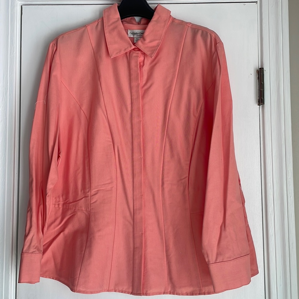 Coldwater Creek Salmon Button Down Blouse PXL